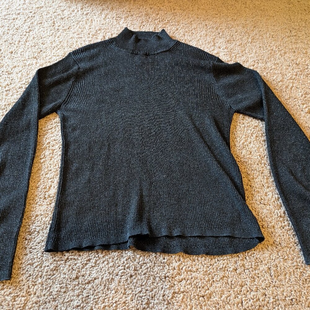 August Silk long sleeve black sparkly sweater (medium)